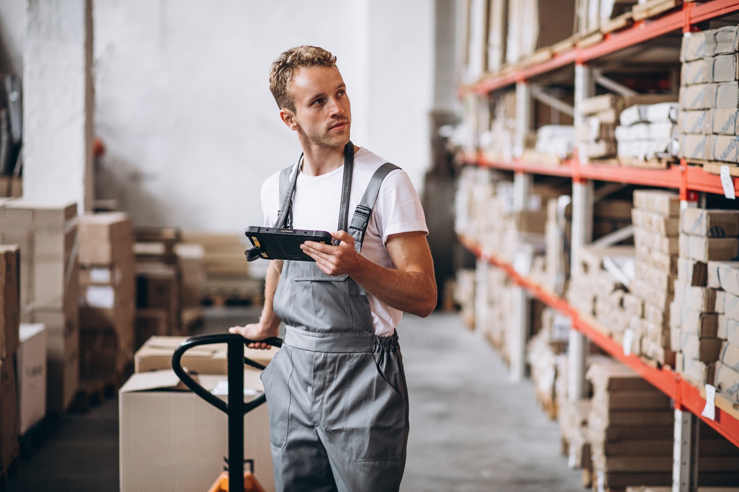 Warehouse worker working.